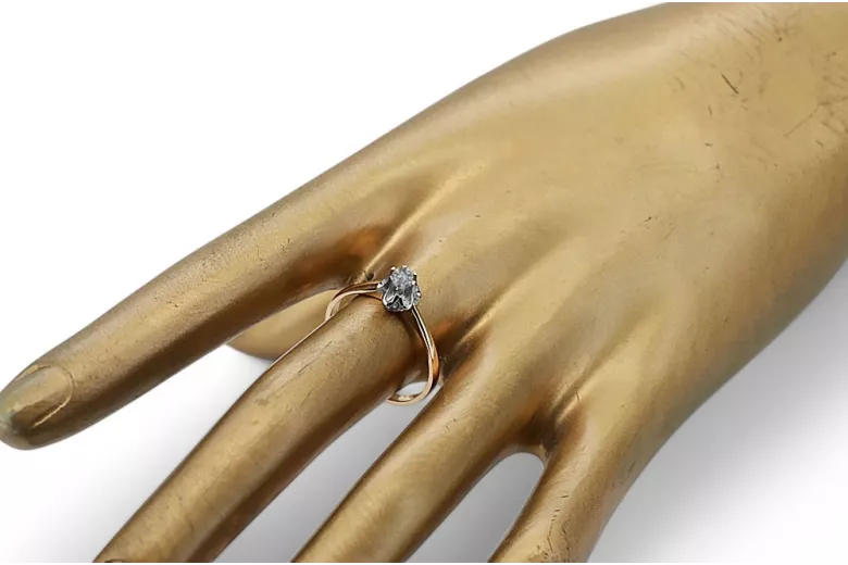 Inel Zircon Original vintage din aur roz de 14k Vintage Craft  vrc353r